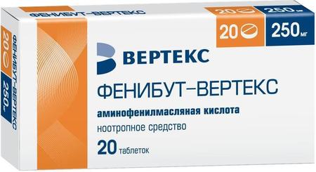 Фото Фенибут, таблетки 250 мг, 20 шт.