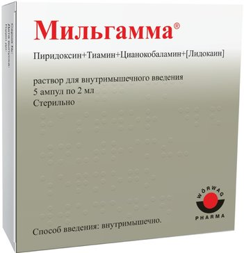 Фото Мильгамма, раствор для в/м введения, ампулы 2 мл, 5 шт.