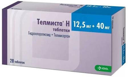 Фото Телмиста Н, таблетки 12.5 мг + 40 мг, 28 шт.