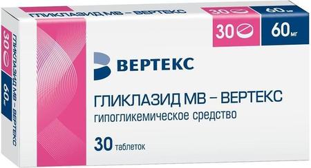 Фото Гликлазид МВ-Вертекс, таблетки пролонг. 60 мг, 30 шт.
