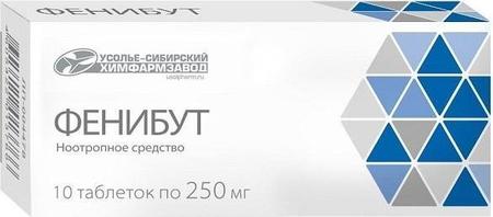 Фото Фенибут, таблетки 250 мг, 10 шт. (Усолье-Сибирский ХФЗ)