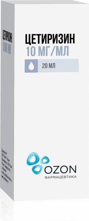 Фото Цетиризин, капли 10 мг/мл (Озон),  20 мл