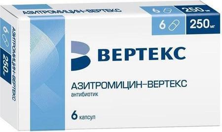 Фото Азитромицин-Вертекс, капсулы 250 мг, 6 шт.