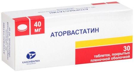 Фото Аторвастатин, таблетки покрыт. плен. об. 40 мг (Канонфарма), 30 шт.