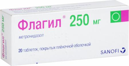 Фото Флагил, таблетки покрыт. плен. об. 250 мг, 20 шт.