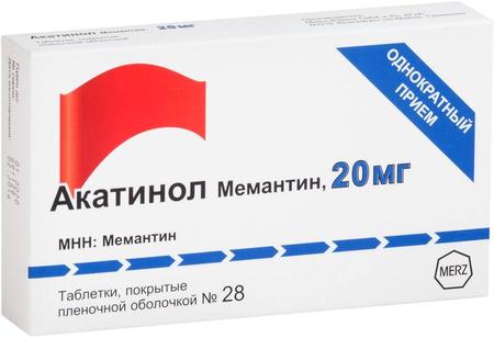 Фото Акатинол Мемантин, таблетки покрыт. плен. об. 20 мг, 28 шт.