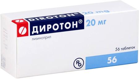 Фото Диротон, таблетки 20 мг, 56 шт.