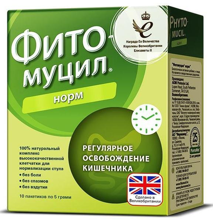 Фото Фитомуцил Норм, порошок, пакетики 5 г, 10 шт.