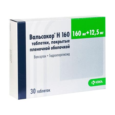 Фото Вальсакор Н 160, таблетки покрыт. плен. об. 160 мг+12.5 мг, 30 шт.