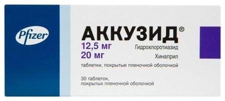 Фото Аккузид, таблетки покрыт. плен. об. 12.5 мг+20 мг, 30 шт.