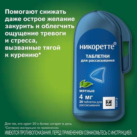 Фото Никоретте, таблетки для рассасывания 4 мг (мята), 20 шт.