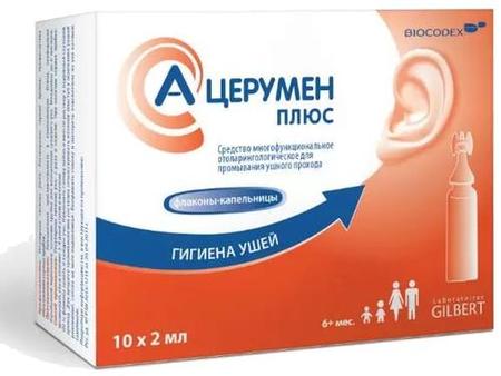 Фото А-Церумен Плюс, капли ушные, флаконы-капельницы 2 мл, 10 шт.