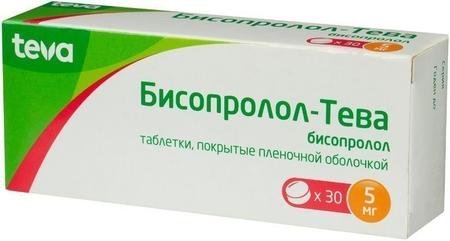Фото Бисопролол-Тева, таблетки покрыт. плен. об. 5 мг, 30 шт.