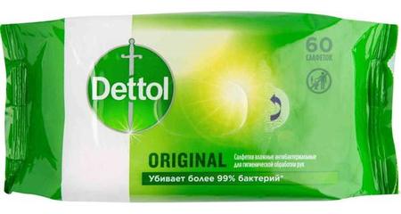 Фото Деттол, салфетки влажные антибактериальные, 60 шт.