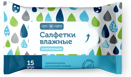 Фото Салфетки ComForte влажные освежающие, 15 шт.