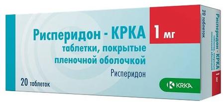 Фото Рисперидон-КРКА, таблетки покрыт. плен. об. 1 мг, 20 шт.