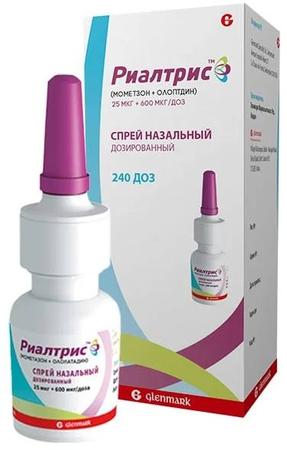 Фото Риалтрис, спрей назальный 25 мкг +600 мкг/доза, 240 доз