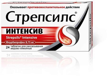 Фото Стрепсилс Интенсив, таблетки для рассасывания (мед-лимон), 24 шт.