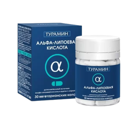 Фото Турамин, альфа-липоевая кислота, капсулы 0,4 г, 30 шт.