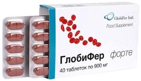 Фото Глобифер форте, таблетки 900 мг, 40 шт.