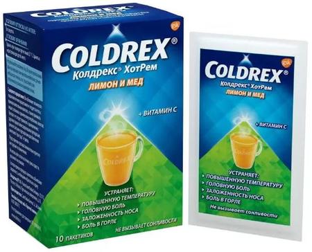 Фото Колдрекс ХотРем, порошок (мед-лимон), 5 шт.