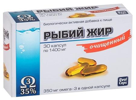 Фото Рыбий жир очищенный, капсулы 1400 мг (РеалКапс), 30 шт.