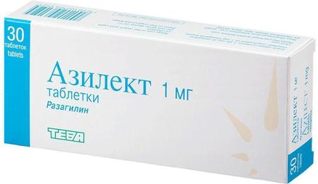 Фото Азилект, таблетки 1 мг, 30 шт.