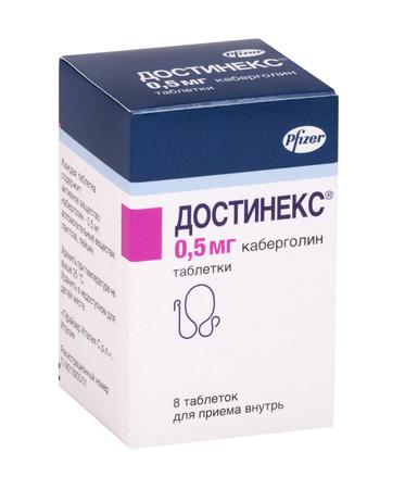 Фото Достинекс, таблетки 0.5 мг, 8 шт.