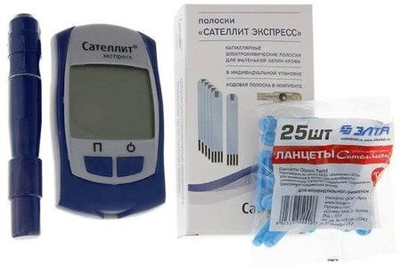Фото Глюкометр Сателлит Экспресс портативный ПКГ-03 (с полоской ПКГ-03)