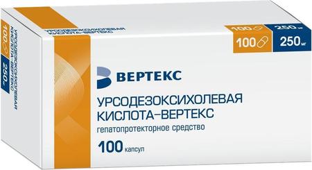Фото Урсодезоксихолевая кислота-Вертекс, капсулы 250 мг, 100 шт.