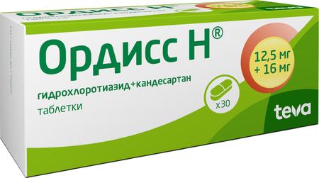 Фото Ордисс Н, таблетки 12.5 мг+16 мг, 30 шт.