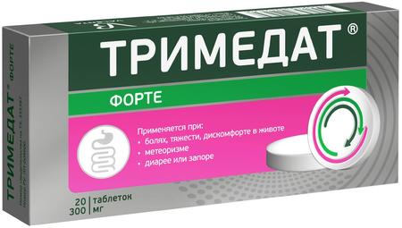 Фото Тримедат форте, таблетки пролонг. покрыт. плен. об. 300 мг, 20 шт.