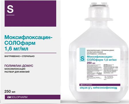 Фото Моксифлоксацин-СОЛОфарм, раствор 1.6 мг/мл, 250 мл Фото Моксифлоксацин-СОЛОфарм, раствор 1.6 мг/мл, 250 мл