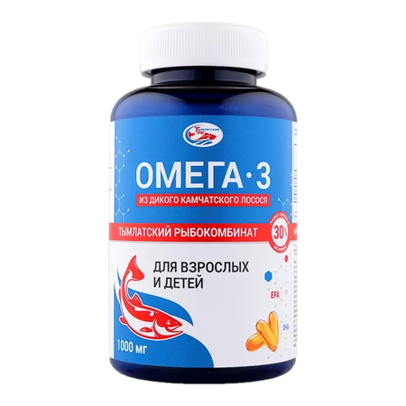 Фото Омега-3 из дикого камчатского лосося для взрослых и детей, капсулы 1000 мг, 160 шт.