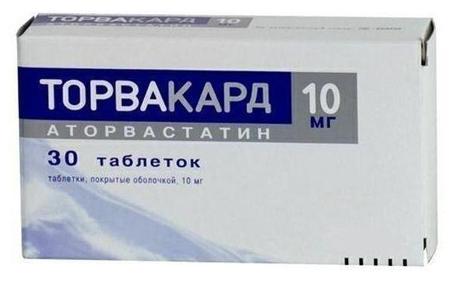Фото Торвакард, таблетки покрыт. плен. об. 10 мг, 30 шт.
