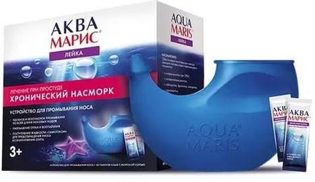 Фото Аква Марис с морской солью (лейка для промывания носа 330 мл и 30 пакетиков)