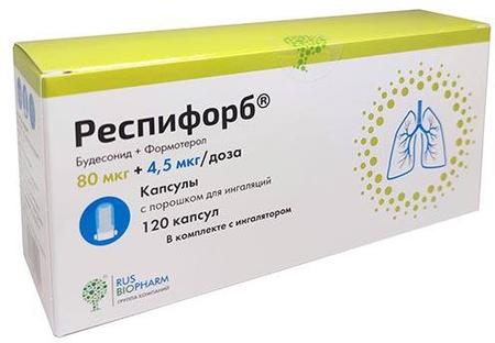 Фото Респифорб, капсулы 80 мкг+4,5 мкг/доза, 120 доз