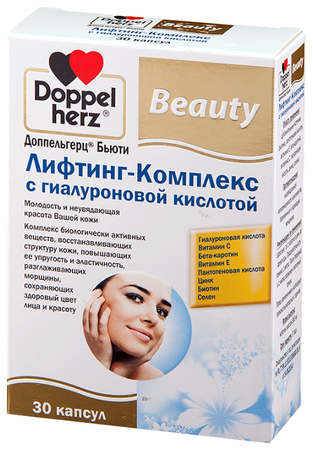 Фото Доппельгерц Бьюти Лифтинг-комплекс с гиалуроновой кислотой, капсулы, 30 шт. Фото Доппельгерц Бьюти Лифтинг-комплекс с гиалуроновой кислотой, капсулы, 30 шт.