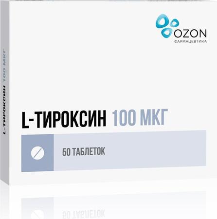Фото L-Тироксин, таблетки 100 мкг, 50 шт.