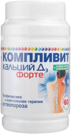 Фото Компливит Кальций Д3 форте, таблетки жевательные 500 мг+400 МЕ (мята), 60 шт.