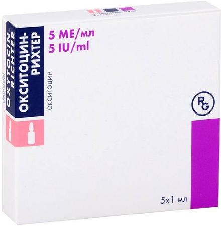 Фото Окситоцин-Рихтер, раствор 5 МЕ/мл, ампулы 1 мл, 5 шт.