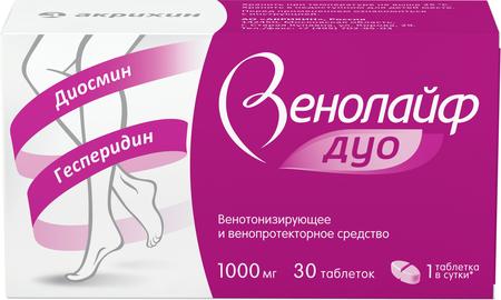 Фото Венолайф Дуо, таблетки покрыт. плен. об. 1000 мг, 30 шт.