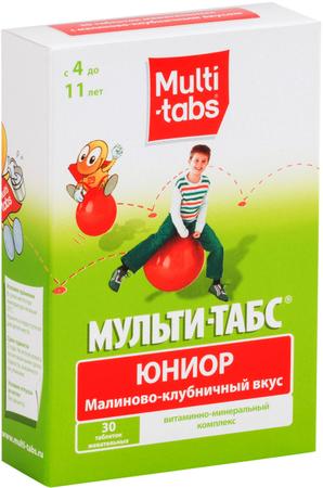 Фото Мульти-табс Юниор, таблетки жевательные (малина + клубника), 30 шт.