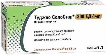 Фото Туджео СолоСтар, раствор 300 ЕД/мл, шприц-ручки СолоСтар 1.5 мл, 5 шт.