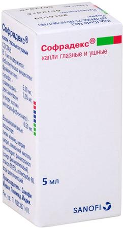 Фото Софрадекс, капли глазные и ушные, 5 мл