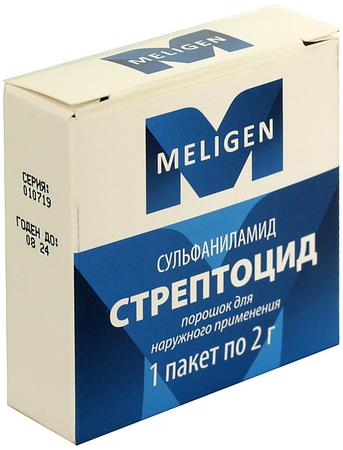 Фото Стрептоцид, порошок (Мелиген), пакетик 2 г