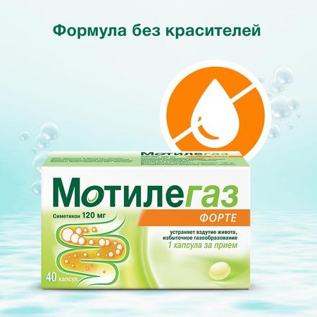 Фото Мотилегаз Форте, капсулы 120 мг, 40 шт.