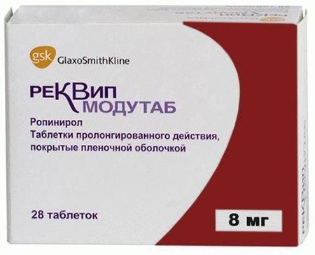 Фото Реквип Модутаб, таблетки пролонг. покрыт. плен. об. 8 мг, 28 шт.