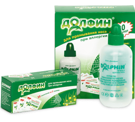 Фото Долфин, устройство для промывания носа 240 мл + средство при аллергии (рецепт № 2), 30 шт.