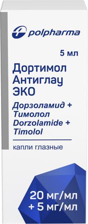Фото Дортимол Антиглау Эко, капли глазные 20 мг/мл+5 мг/мл, 5 мл